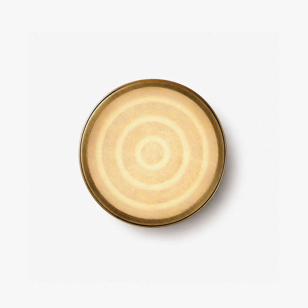 Orlina Stone Disc Wall Sconce — full fixture profile, a shallow circular stone diffuser on a metal wall mount (view 1)
