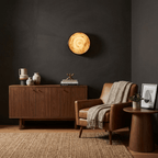 Orlina Stone Disc Wall Sconce — additional product view, a shallow circular stone diffuser on a metal wall mount (view 3)