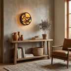 Orlina Stone Disc Wall Sconce — additional product view, a shallow circular stone diffuser on a metal wall mount (view 4)