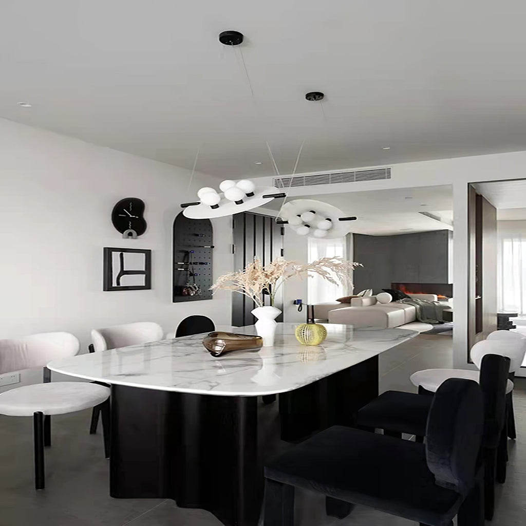 Magma Alabaster Pendant Lamp — additional product view, stone discs within a dark metal frame (view 4)