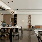 Magma Alabaster Pendant Lamp — additional product view, stone discs within a dark metal frame (view 5)