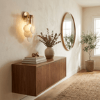 Magnolia Alabaster Disc Sconce — additional product view, five stone discs suspended beneath a round wall plate (view 3)