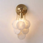Magnolia Alabaster Disc Sconce — additional product view, five stone discs suspended beneath a round wall plate (view 5)