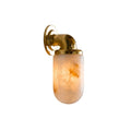 Marine Alabaster Wall Sconce — full fixture profile, a rounded stone shade with utility-inspired brass hardware (view 1)