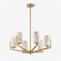Marlowe Alabaster Star Chandelier — full fixture profile, six cylindrical stone shades on angular radiating arms (view 1)