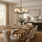 Marlowe Alabaster Star Chandelier — additional product view, six cylindrical stone shades on angular radiating arms (view 3)