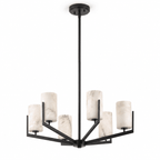 Marlowe Alabaster Star Chandelier — additional product view, six cylindrical stone shades on angular radiating arms (view 5)