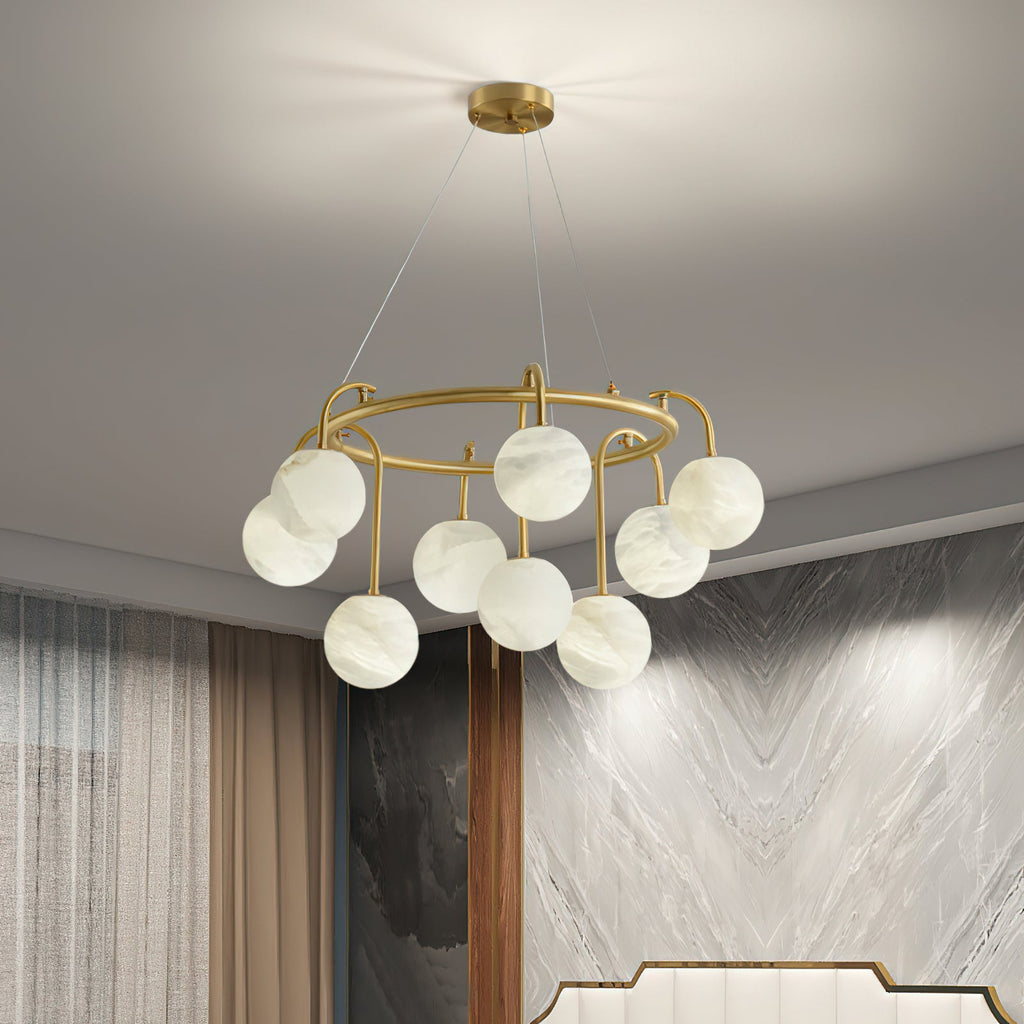 Maytoni Chandelier — additional product view, nine stone spheres in a suspended chandelier arrangement (view 3)