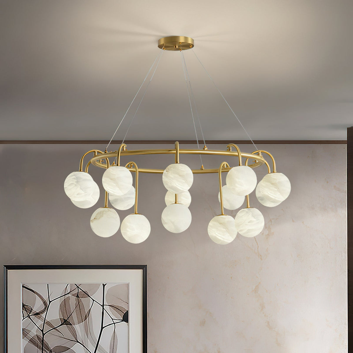 Maytoni Chandelier — additional product view, nine stone spheres in a suspended chandelier arrangement (view 4)