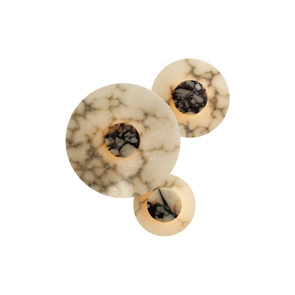 Median Combination Alabaster Wall Lamp — full fixture profile, stone lighting elements combined on a wall mount (view 1)