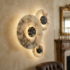 Median Combination Alabaster Wall Lamp — additional product view, stone lighting elements combined on a wall mount (view 4)