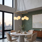 Miira Alabaster Chandelier — additional product view, stone orbs suspended on individual cords (view 3)
