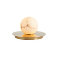 Mini Alabaster Moon Table Lamp — full fixture profile, a rounded stone shade accented by a brass disc (view 1)