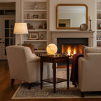 Mini Alabaster Moon Table Lamp — additional product view, a rounded stone shade accented by a brass disc (view 4)