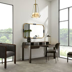 Mohegan Alabaster Pendant Lamp — product setting and fixture profile, two angular stone panels inside an open brass frame (view 2)