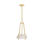 Mohegan Alabaster Pendant Lamp — additional product view, two angular stone panels inside an open brass frame (view 4)