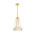Mohegan Alabaster Pendant Lamp — additional product view, two angular stone panels inside an open brass frame (view 5)