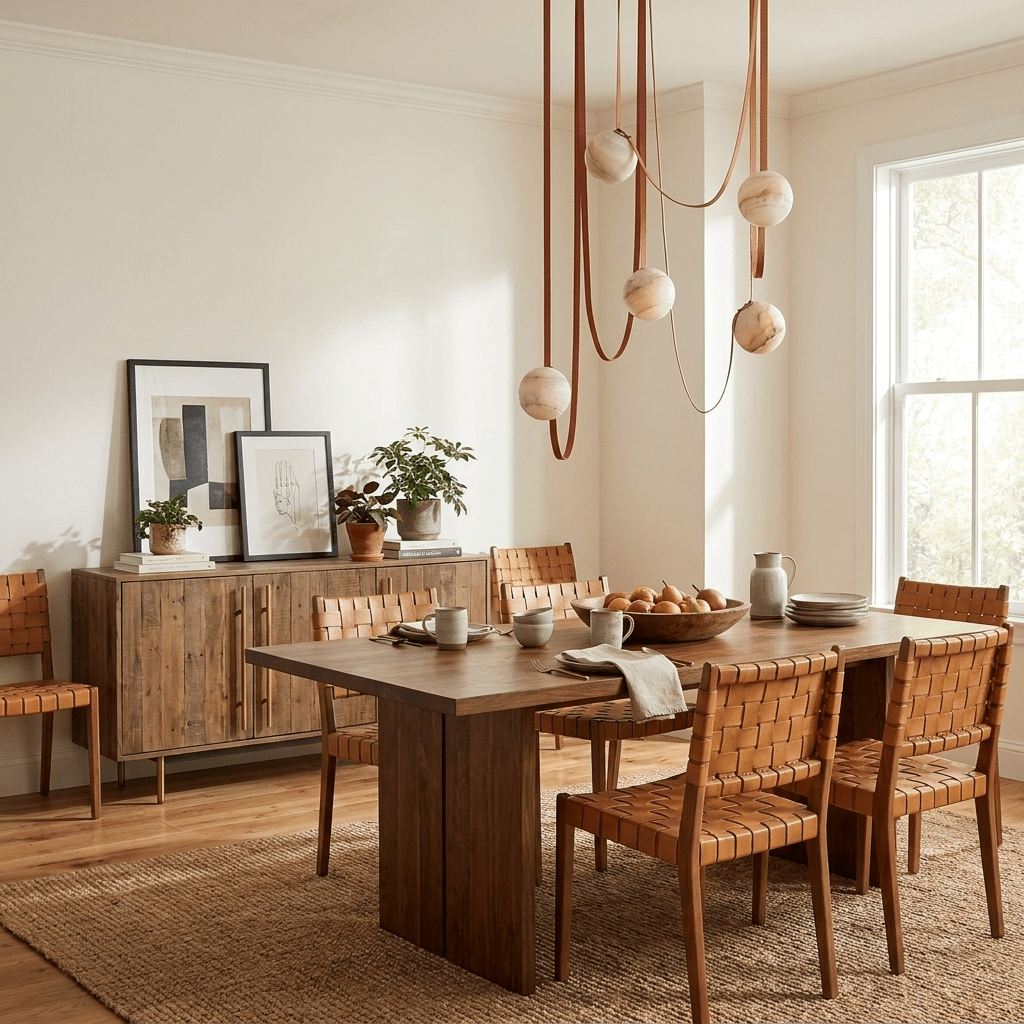 Multiple Belt Alabaster Pendant Light — additional product view, rounded stone shades suspended from individual leather or canvas straps (view 3)