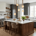Multiple Belt Alabaster Pendant Light — additional product view, rounded stone shades suspended from individual leather or canvas straps (view 4)