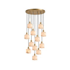 Natural Square Alabaster Chandelier — full fixture profile, stone cubes suspended at different levels (view 1)