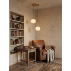 Natural Square Alabaster Chandelier — additional product view, stone cubes suspended at different levels (view 4)