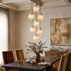 Natural Square Alabaster Chandelier — additional product view, stone cubes suspended at different levels (view 5)
