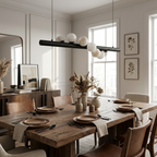 Nimbus Alabaster Bar Pendant Lamp — additional product view, a straight suspended metal bar with stone lighting elements (view 3)