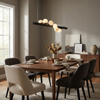 Nimbus Alabaster Bar Pendant Lamp — additional product view, a straight suspended metal bar with stone lighting elements (view 5)