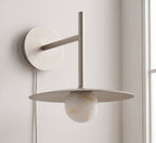 Nivara Alabaster Disc Wall Sconce — additional product view, a stone globe beneath a flat metal disc (view 3)