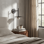 Nivara Alabaster Disc Wall Sconce — additional product view, a stone globe beneath a flat metal disc (view 4)
