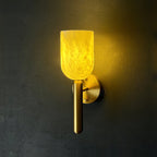 Omo Alabaster Wall Lamp — additional product view, a stone diffuser with a simple brass wall frame (view 3)