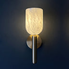 Omo Alabaster Wall Lamp — additional product view, a stone diffuser with a simple brass wall frame (view 4)