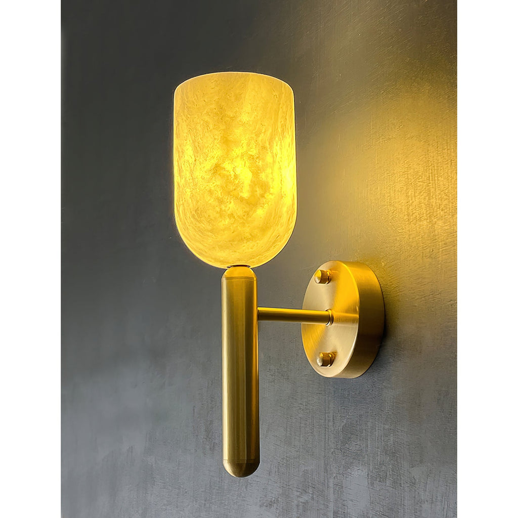 Omo Alabaster Wall Lamp — additional product view, a stone diffuser with a simple brass wall frame (view 5)