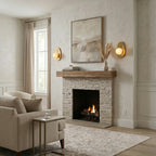 Orba Alabaster Wall Sconce — additional product view, a round stone shade on a brass wall mount (view 5)