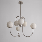 Orbita Alabaster Globe Chandelier — additional product view, six stone globes carried by sweeping metal arms (view 5)