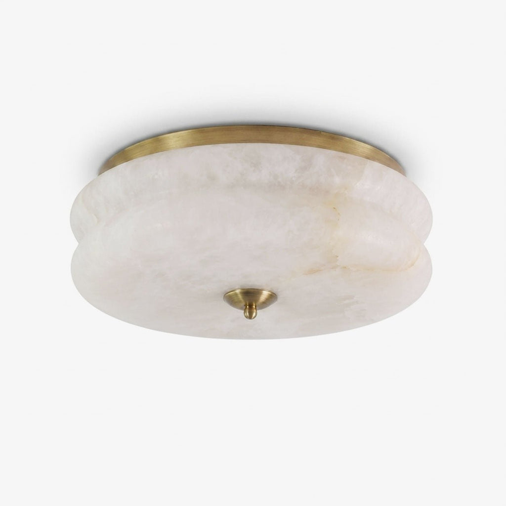 Orsay Alabaster Flush Mount — full fixture profile, a rounded stone shade with a close-fitting ceiling mount (view 1)