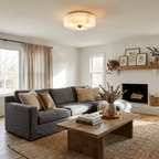 Orsay Alabaster Flush Mount — additional product view, a rounded stone shade with a close-fitting ceiling mount (view 3)