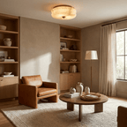 Orsay Alabaster Flush Mount — additional product view, a rounded stone shade with a close-fitting ceiling mount (view 5)