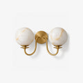 Orsella Double Alabaster Globe Wall Sconce — full fixture profile, two stone spheres on curved arms (view 1)