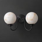 Orsella Double Alabaster Globe Wall Sconce — additional product view, two stone spheres on curved arms (view 5)