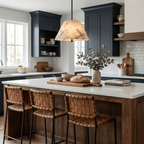 Orvella Alabaster Cone Pendant Light — additional product view, a broad stone cone suspended from a slim downrod (view 3)