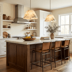 Orvella Alabaster Cone Pendant Light — additional product view, a broad stone cone suspended from a slim downrod (view 4)