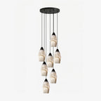 Pavilion Alabaster Cluster Chandelier — full fixture profile, stone shades suspended in a graduated cluster (view 1)