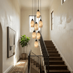 Pavilion Alabaster Cluster Chandelier — product setting and fixture profile, stone shades suspended in a graduated cluster (view 2)