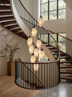 Pavilion Alabaster Cluster Chandelier — additional product view, stone shades suspended in a graduated cluster (view 3)