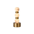 Pearl Xyx Alabaster Table Lamp — full fixture profile, three rounded stone forms above a metal base (view 1)