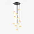 Pillow Alabaster Cluster Chandelier — full fixture profile, rounded stone shades hanging at staggered levels (view 1)
