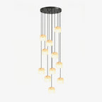 Pillow Alabaster Cluster Chandelier — full fixture profile, rounded stone shades hanging at staggered levels (view 1)