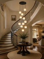 Pillow Alabaster Cluster Chandelier — additional product view, rounded stone shades hanging at staggered levels (view 5)
