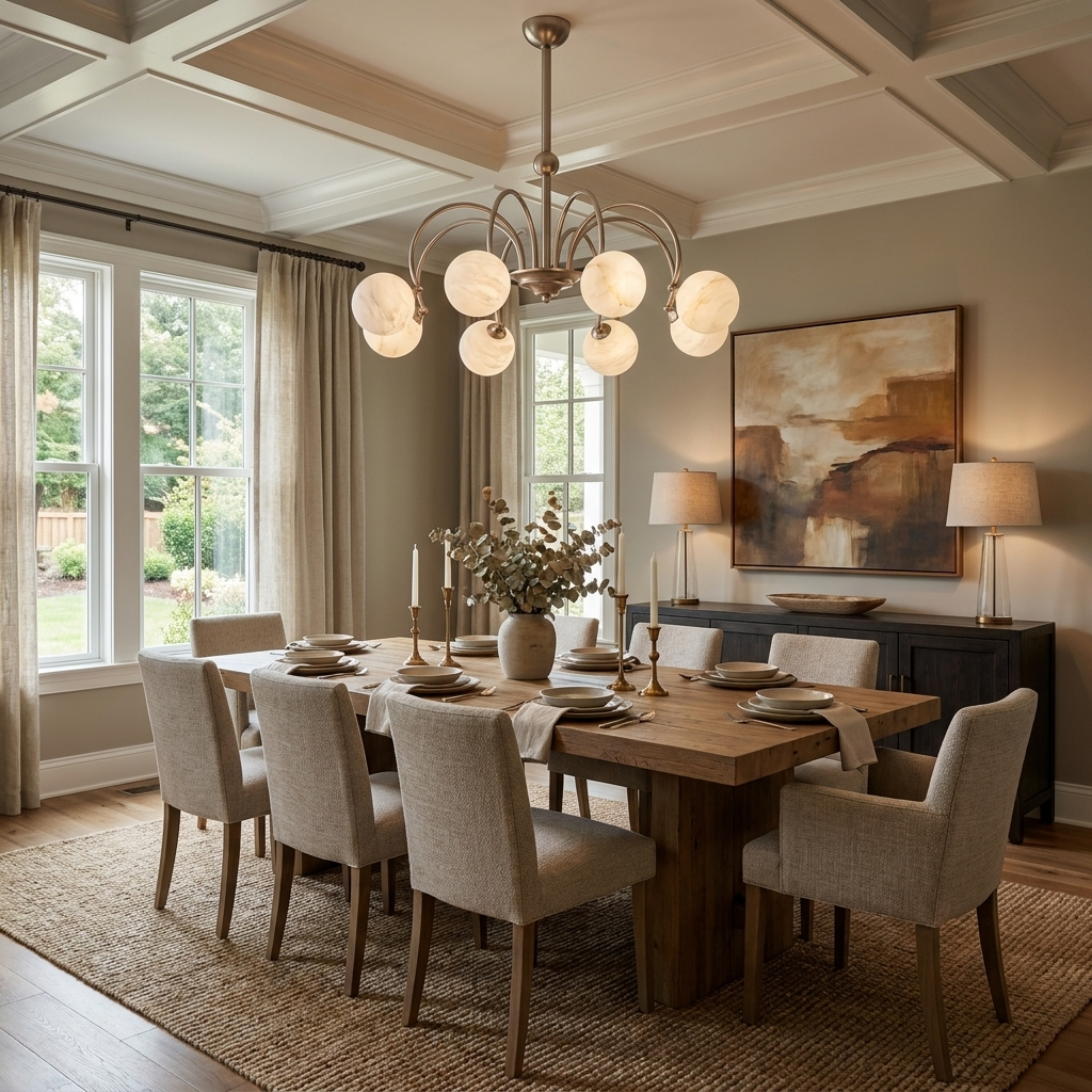 Plume Alabaster Chandelier — additional product view, globe shades carried by crossing curved arms (view 4)